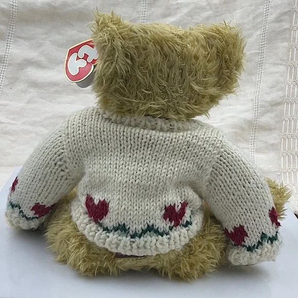 Ty 1993 Retired Attic Treasures Heartly Jointed Light Brown Teddy Bear - Picture 5 of 9